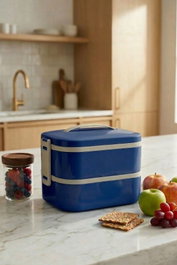 Hermia Caja de Almuerzo de Acero Inoxidable Azul Marino 1300 ml